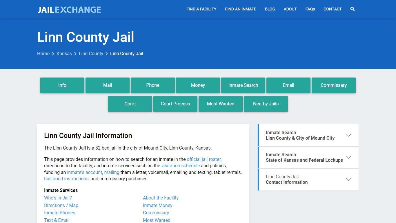 Linn County Jail, KS Inmate Search, Information